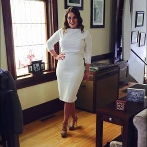 Badgley Mischka Ivory French Collar Sheath